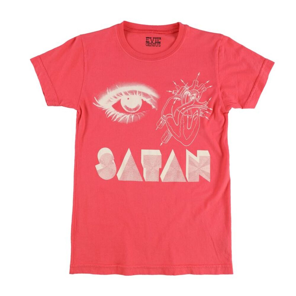 Evil Genius Womens Eye Heart Satan Graphic T-Shirt, NWT
